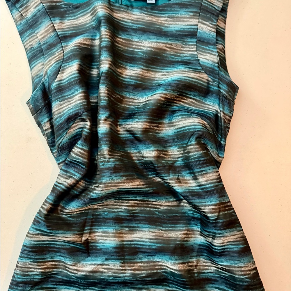 ANTONIO MELANI Teal and Black Striped Midi Dress - Picture 6 of 6